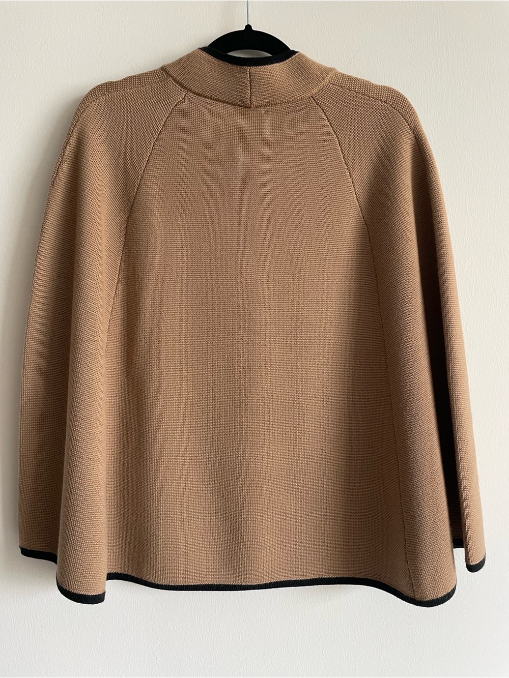 J. Crew merino wool camel black cape jacket classic special event L - Picture 7 of 7